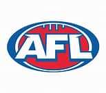 AFL logo featuring bold blue "AFL" letters in a red oval background, symbolizing Australian rules football.