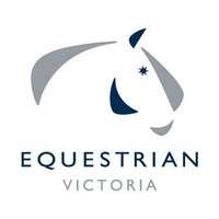 Blue and grey text with an outline of a horse.