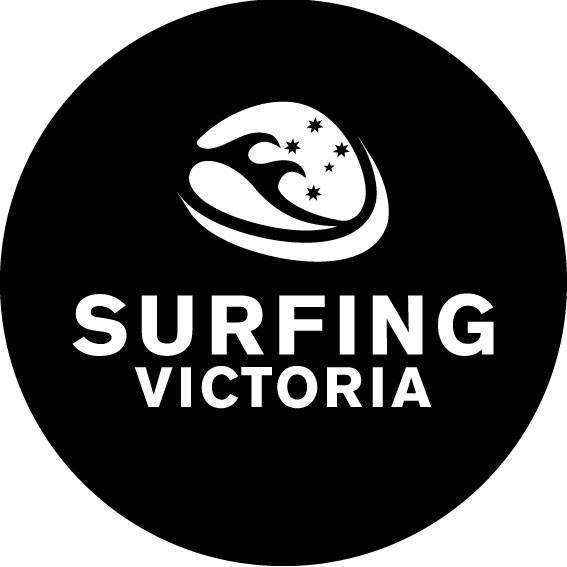 White text on black background in the shape of a circle with a wave.